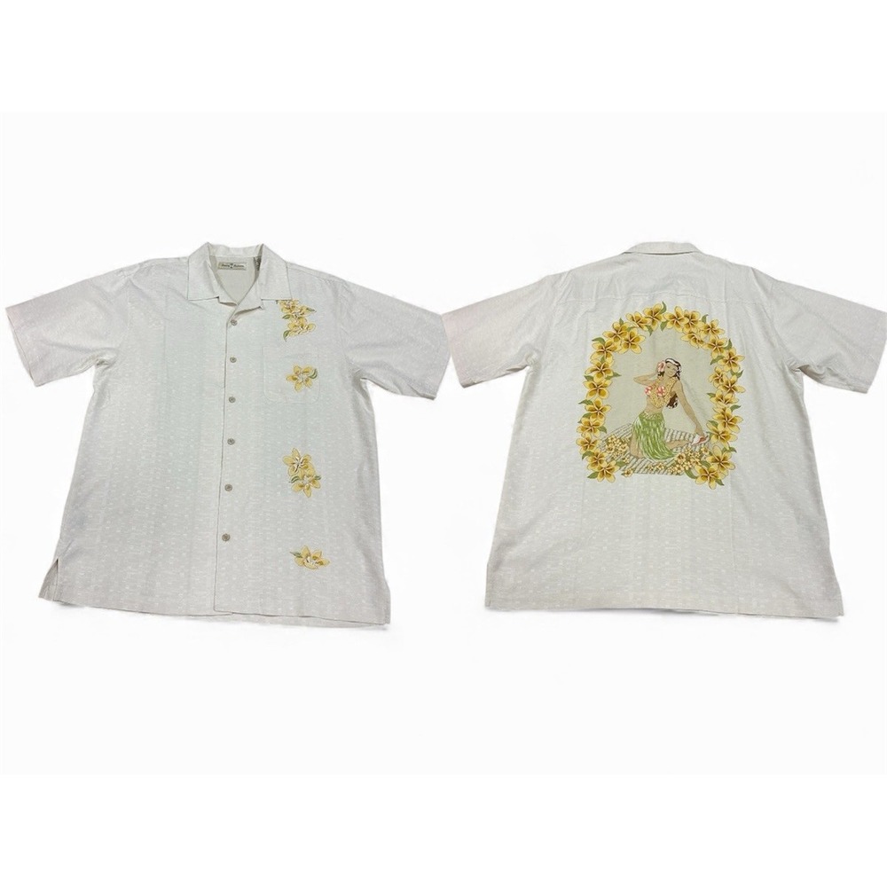 Tommy Bahama Call to Hula Camp Shirt M NWT 100% Silk‎ Embroidered Flowers T31306